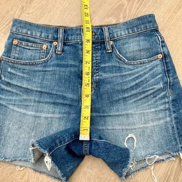 Madewell Cutoff Edition High-Rise Frayed Denim Jean Shorts Glenoaks Wash - Picture 8 of 10